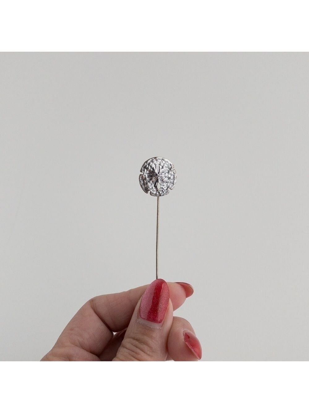 Vintage Beau Sterling Silver Sand Dollar Stick Pin Hat Pin Brooch Lapel